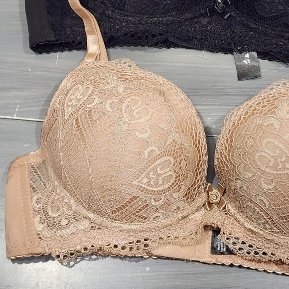 Renee Rofe‎ Bras Demi Lacy Lightly Padded Underwire Black Beige 36B - Picture 3 of 9